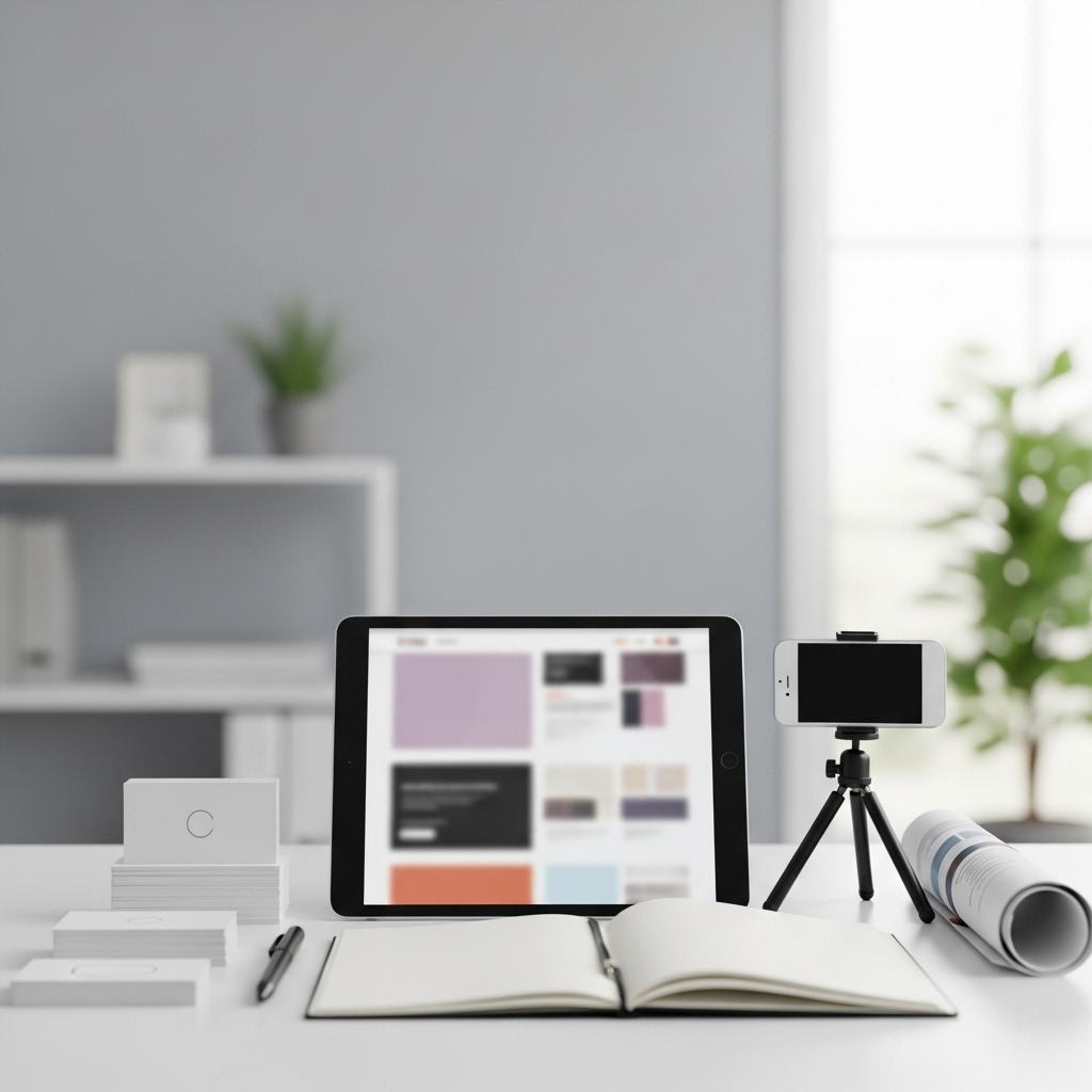 Marketing, Web Design, and Graphic Design services illustration showing integrated creative solutions